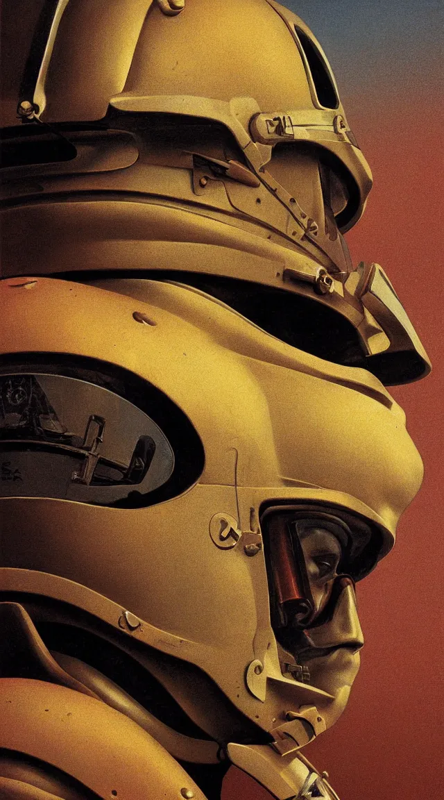 Image similar to beautiful extreme closeup portrait photo in style of frontiers in helmet motoracing dirt Helmets of Emperor Charles V the Wise science fashion magazine September retrofuturism edition, highly detailed, soft lighting, elegant , lighting, 35mm , Edward Hopper and James Gilleard, Zdzislaw Beksinski, Steven Outram, highly detailed