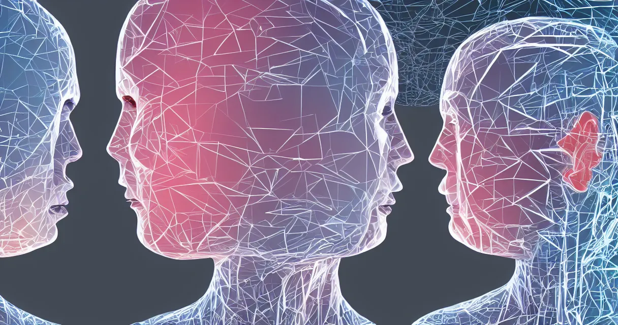 Image similar to a digital art depicting a two ai android facing each other