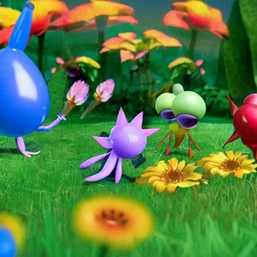 Image similar to “a Pikmin game, SNES style, photo, still, E3 reveal, highly detailed”