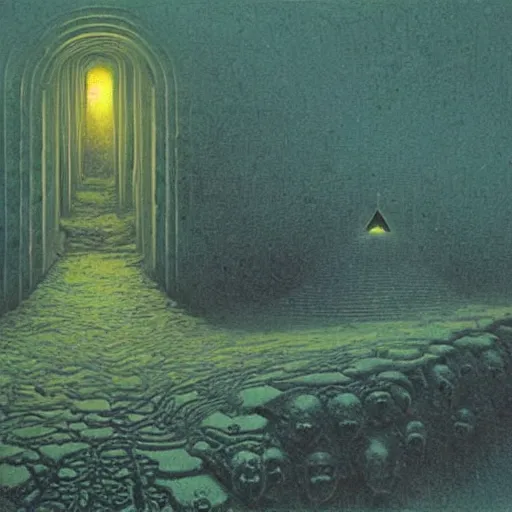 Image similar to Emerald potion, inner light. Concept art. Beksinski