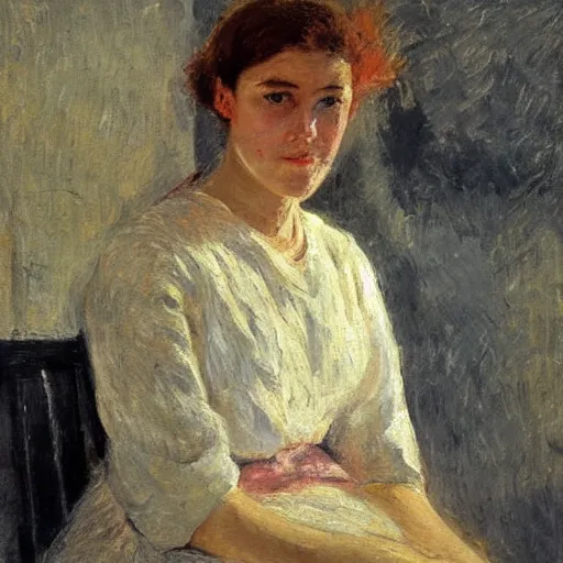 Image similar to photo of young woman by max liebermann