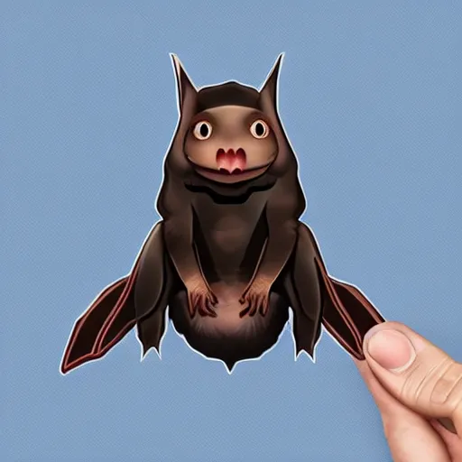 Image similar to cute kawaii realistic fruit bat, digital art, high quality, vector illustration, art, detailed, render, sticker, by sydny hanson
