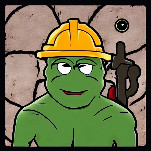 Image similar to pepe the miner with apes