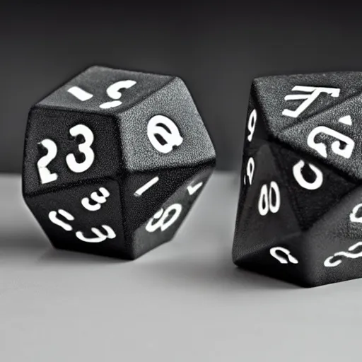 Prompt: D20 dice made out of charcoal sitting in fire