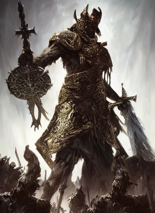 Prompt: An epic fantasy comic book style portrait painting of a supreme necromancer warlord with many undead and skeleton warriors around him, painted by craig mullins, unreal 5, DAZ, hyperrealistic, octane render, cosplay, RPG portrait, dynamic lighting