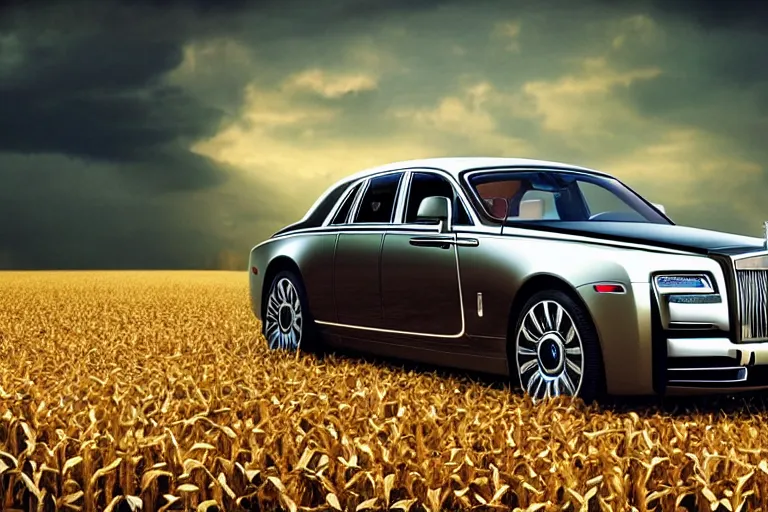 Prompt: a mirrored rolls royce in the center of a cornfield, hyper realistic, ambient lighting, concept art, intricate, hyper detailed, smooth, dynamic volumetric lighting, octane, raytrace, cinematic, high quality, high resolution, 4 k