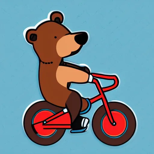 Image similar to Bear riding a small bicycle, sticker, highly detailed, colorful, illustration, drama, smooth and clean vector curves, no jagged lines, vector art, smooth