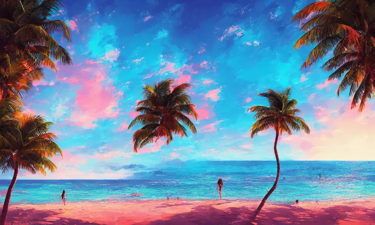 Image similar to paradise beach by alena aenami artworks in 4 k