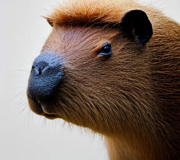 Image similar to a portrait of capybara with a mushroom cap growing on its head by luis royo. intricate. lifelike. soft light. sony a 7 r iv 5 5 mm. cinematic post - processing