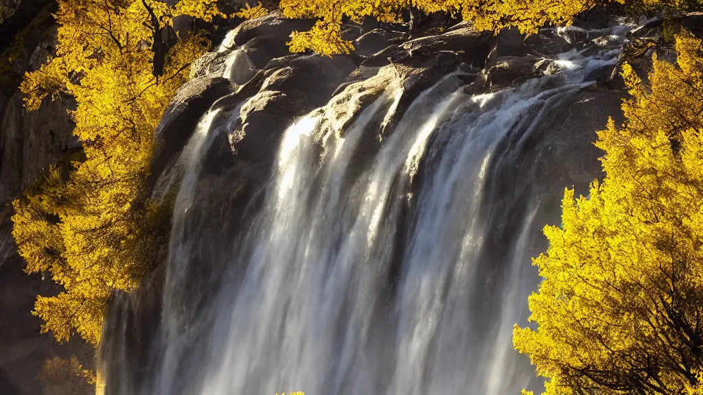 Prompt: an award - winning professional photograph of a waterfall in yosemite national park, zeiss, nikon