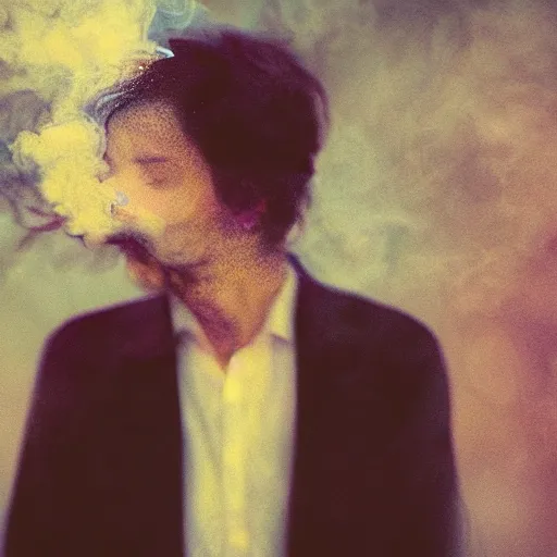 Image similar to a beautiful photo of a smoking person. smoke. impressionism. matte painting. octane render