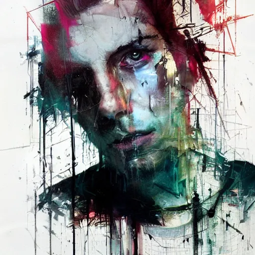 Prompt: portrait of a cyberpunk by jeremy mann, francis bacon and agnes cecile, ink drips, paint smears, digital glitches glitchart c - 1 0