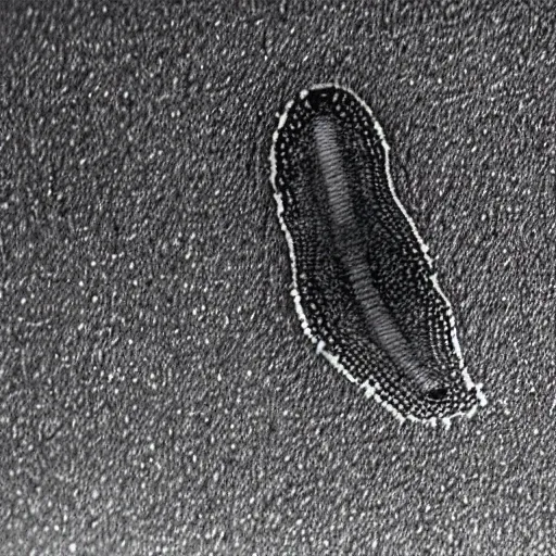 Prompt: scanning tunneling microscope image of a paramecium