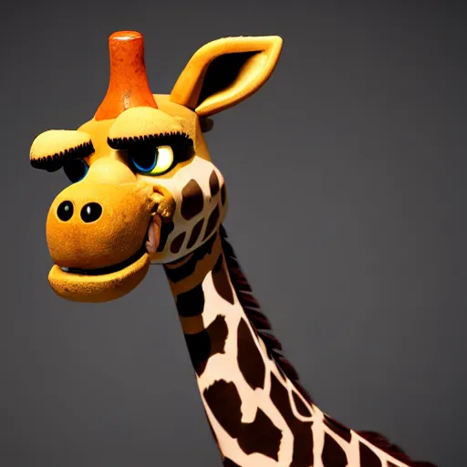 Image similar to giraffe animatronic, five nights at Freddy’s, Scott Cawthon, octane render, studio lighting, high resolution 8k,