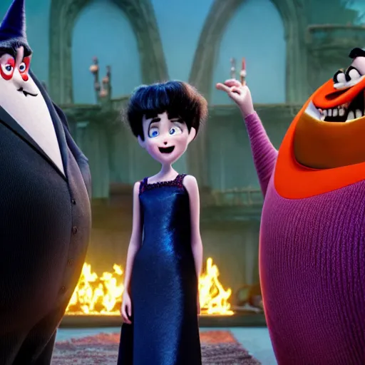 Prompt: a still from the live action hotel Transylvania movie