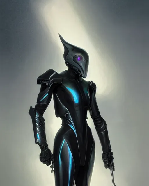 Image similar to smooth sleek pearlescent black wraithbone powerarmor, by greg rutkowski and mark brookes and jim burns and tom bagshaw and magali villeneuve, trending on artstation