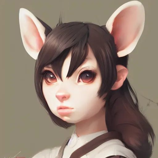 Image similar to character design portrait of an anthropomorphic furry rat girl with rat ears and a tail, 4 k, concept art, by wlop, ilya kuvshinov, artgerm, krenz cushart, pixiv.