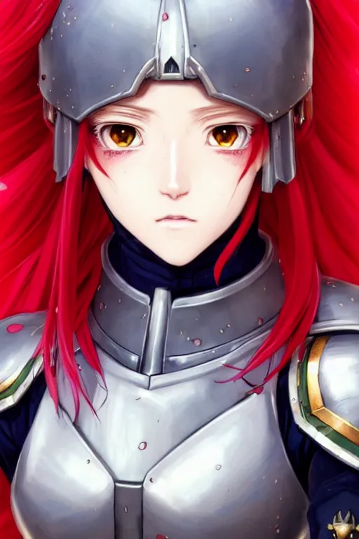 Image similar to portrait of Anime sister of battle, Warhammer 40000, cute-fine-face, red-short-hair pretty face, realistic shaded Perfect face, fine details. Anime. realistic shaded lighting by Ilya Kuvshinov katsuhiro otomo ghost-in-the-shell, magali villeneuve, artgerm, rutkowski, WLOP Jeremy Lipkin and Giuseppe Dangelico Pino and Michael Garmash and Rob Rey