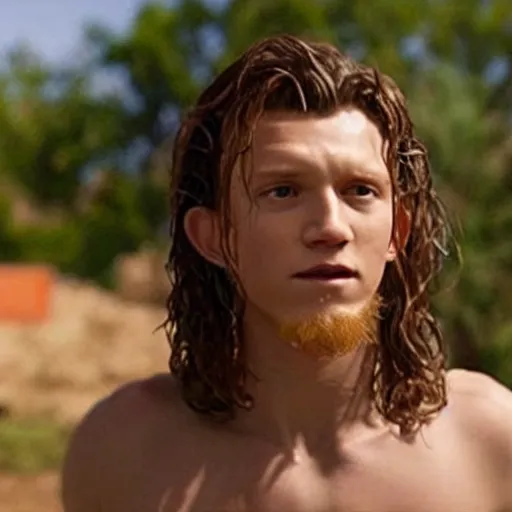 Prompt: tom holland as jesus christ