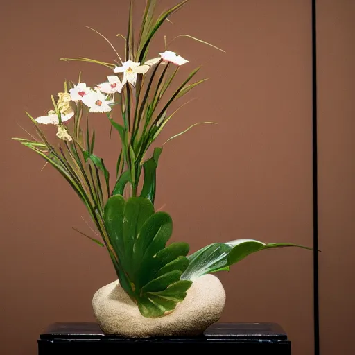 Prompt: high detail photo of japanese ikebana, photography