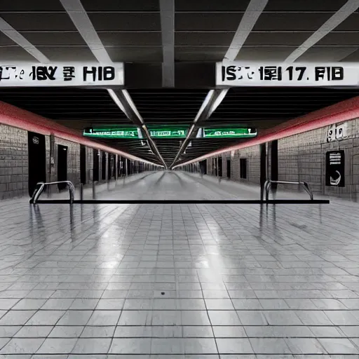 Prompt: photo of a subway station, the floor is flooded with one meter deep water. eerie, volumetric lighting