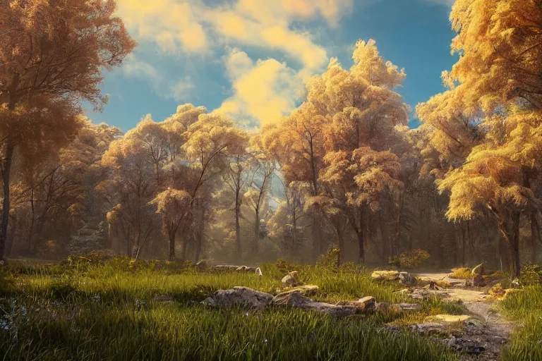 Image similar to a 4 k beautiful scene in early spring showing lively sprigs dslr detailed digital art by ivan shishkin and anton fadeev 4 k hd realism rendered in unreal engine