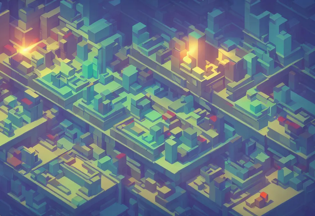 Image similar to isometric magicavoxel cinematic lighting, 4k