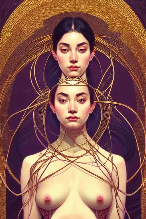 Prompt: symmetry!! intense fanart of 4 / 4 full front pose of a young sensual moon goddess, protagonist, intricate, elegant, highly detailed, my rendition, digital painting, artstation, concept art, perfect, smooth, sharp focus, illustration, art by artgerm, kilian eng, greg rutkowski and alphonse mucha