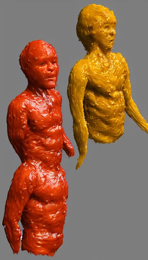 Prompt: a human fruit clothed with molds and syrup, 3 d render, photo realistic, highly detailed.