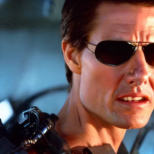 Image similar to film still of tom cruise as the terminator in terminator 8 2 0 2 3