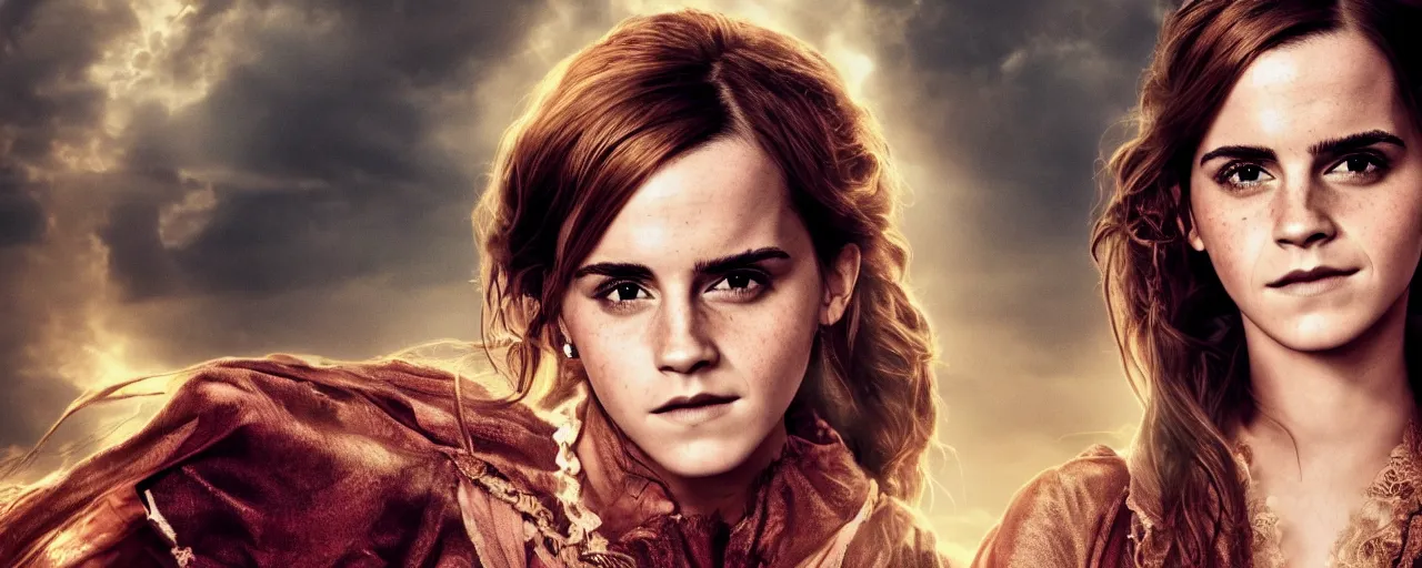 Prompt: Emma Watson as Princess Leila, 4k wallpaper, movie poster, cinematic