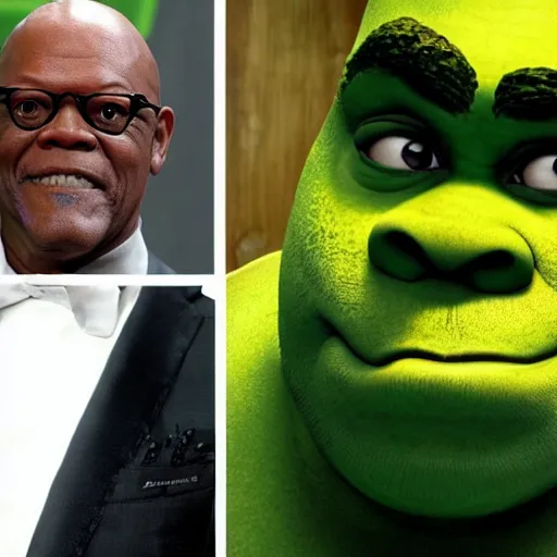 Prompt: Samuel L. Jackson as Shrek