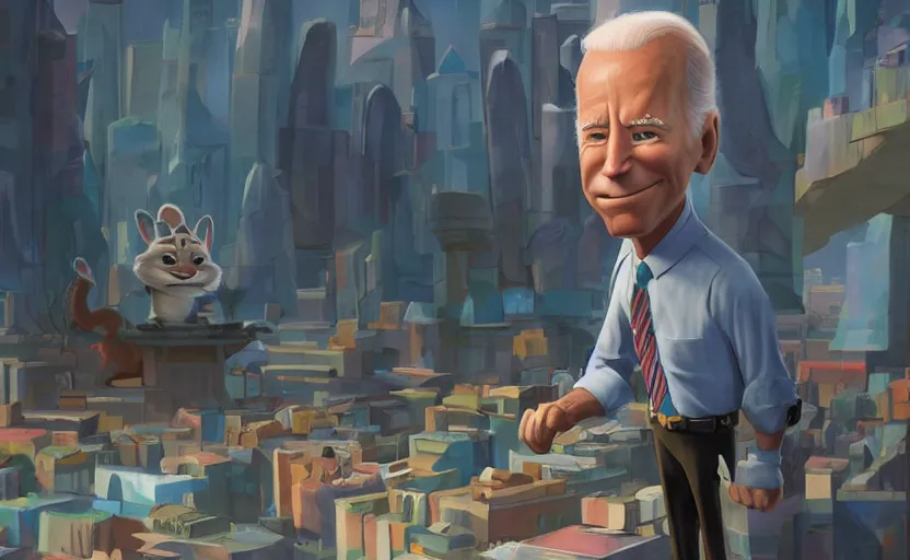 Prompt: joe biden got lost in the zootopia city, artstation hq, stylized, symmetry, modeled lighting, expressive, studio photo refined, highly detailed, hyper realistic, furry, sense of awe, zootopia style