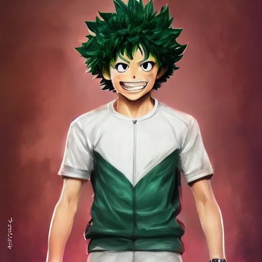 Image similar to Hyper realistic Izuku Midoriya, Greg Rutkowski