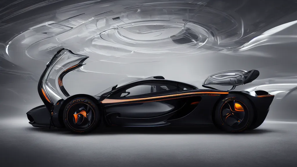 Image similar to photo of a mclaren scifi concept car, cinematic, fine details, symmetrical, 4 k