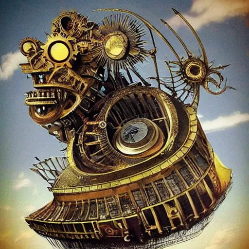 Prompt: “ a clockwork captain nemo mammouth”