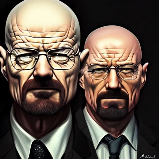 Image similar to Walter White mad and bald by Artgerm and Greg Rutkowski, intricate, elegant, highly detailed, digital painting