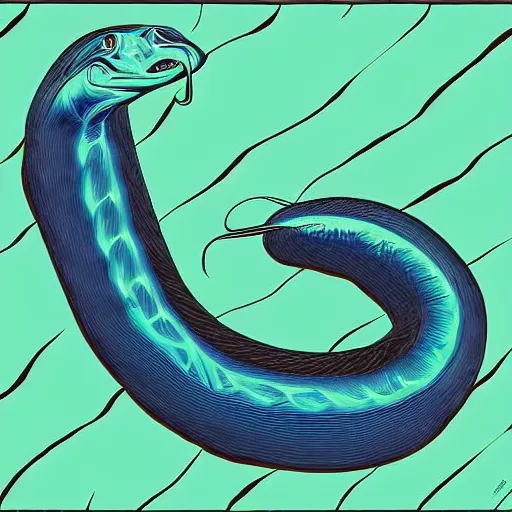 Image similar to digital art of a surreal electric eel