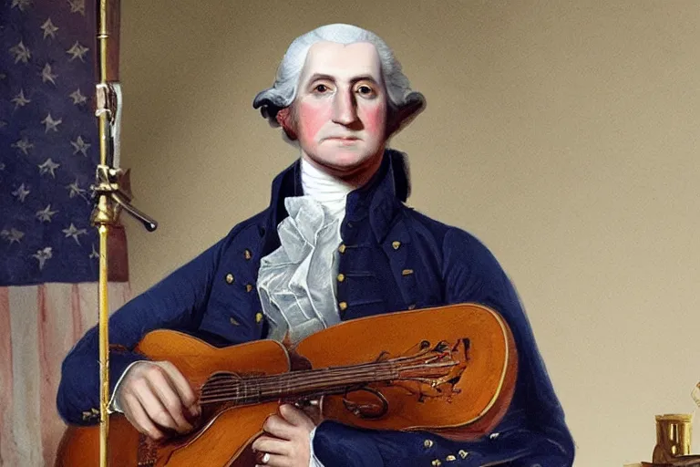 Prompt: george washington dressed as a member of mumford and sons