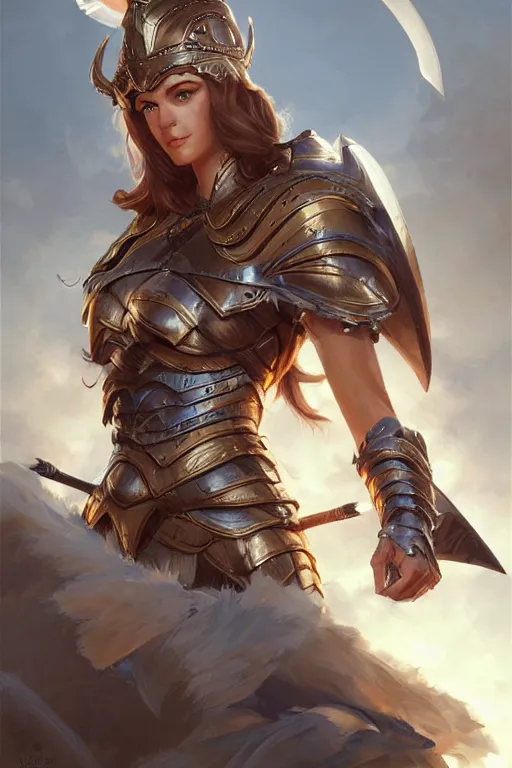 Image similar to amazon valkyrie athena, d & d, fantasy, portrait, highly detailed, headshot, digital painting, trending on artstation, concept art, sharp focus, illustration, art by artgerm and greg rutkowski and magali villeneuve