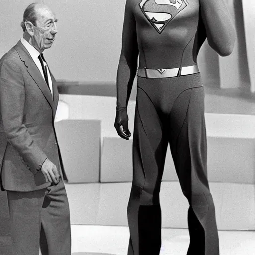 Image similar to valery giscard d'estaing as 1 9 6 0 s superman