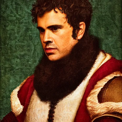 Prompt: a renaissance style portrait painting of Mark Ruffalo