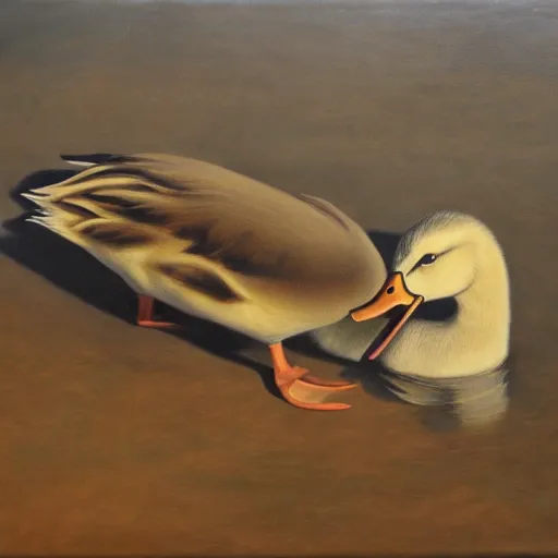 Image similar to a duck on the prowl oil painting oswaldo vigas