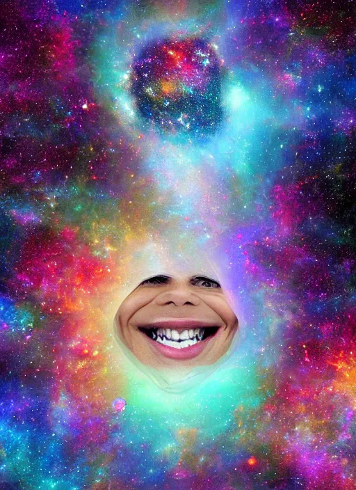 Prompt: A beautiful smile of the entire universe, thought provoking, perfect, detailed, digital art