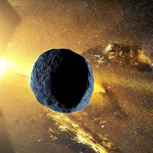 Image similar to A huge asteroid colliding with earth, realistic, HDR, Caught by James Webb Telescope,