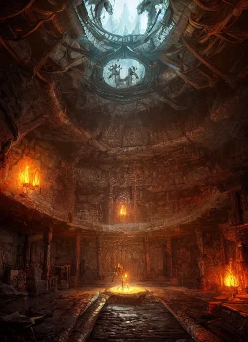 Image similar to dungeon, ultra detailed fantasy, elden ring, realistic, dnd, rpg, lotr game design fanart by concept art, behance hd, artstation, deviantart, global illumination radiating a glowing aura global illumination ray tracing hdr render in unreal engine 5