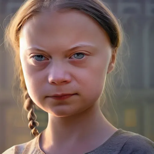 Image similar to closeup portrait of greta thunberg, depth of field, zeiss lens, detailed, symmetrical, centered, fashion photoshoot, by Annie Leibovitz and Steve McCurry, David Lazar, Jimmy Nelsson, Breathtaking, 8k resolution, extremely detailed, beautiful, establishing shot, artistic, hyperrealistic, beautiful face, octane render