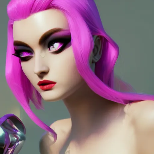 Image similar to still of pretty Morgana (LoL) in KDA More music video. 3d render, octane render, game art, realistic, highly detailed, trending on artstation, 4k, trending on artstation, pixar, cgsociety, unreal engine 5, redshift render, trending on artstation, blender, behance, cg