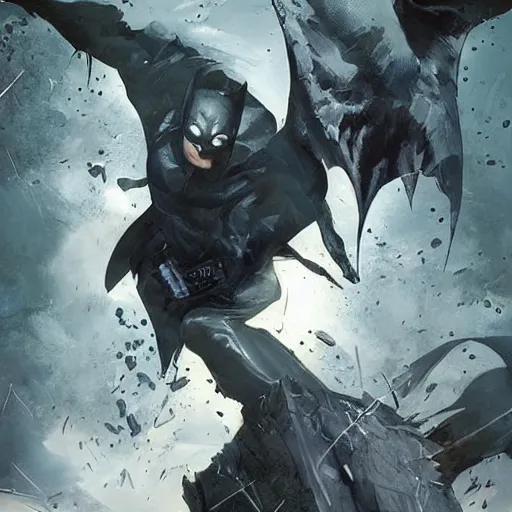 Image similar to comic book cover art of batman by lee bermejo and greg rutkowski