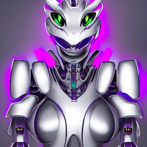 Image similar to detailed mawshot of a beautiful stunning anthropomorphic hot robot mecha female dragon, silver sharp streamlined armor, detailed maw, glowing Purple LED eyes, dragon art, furry art, vore, furaffinity, DeviantArt, Eka's Portal, G6